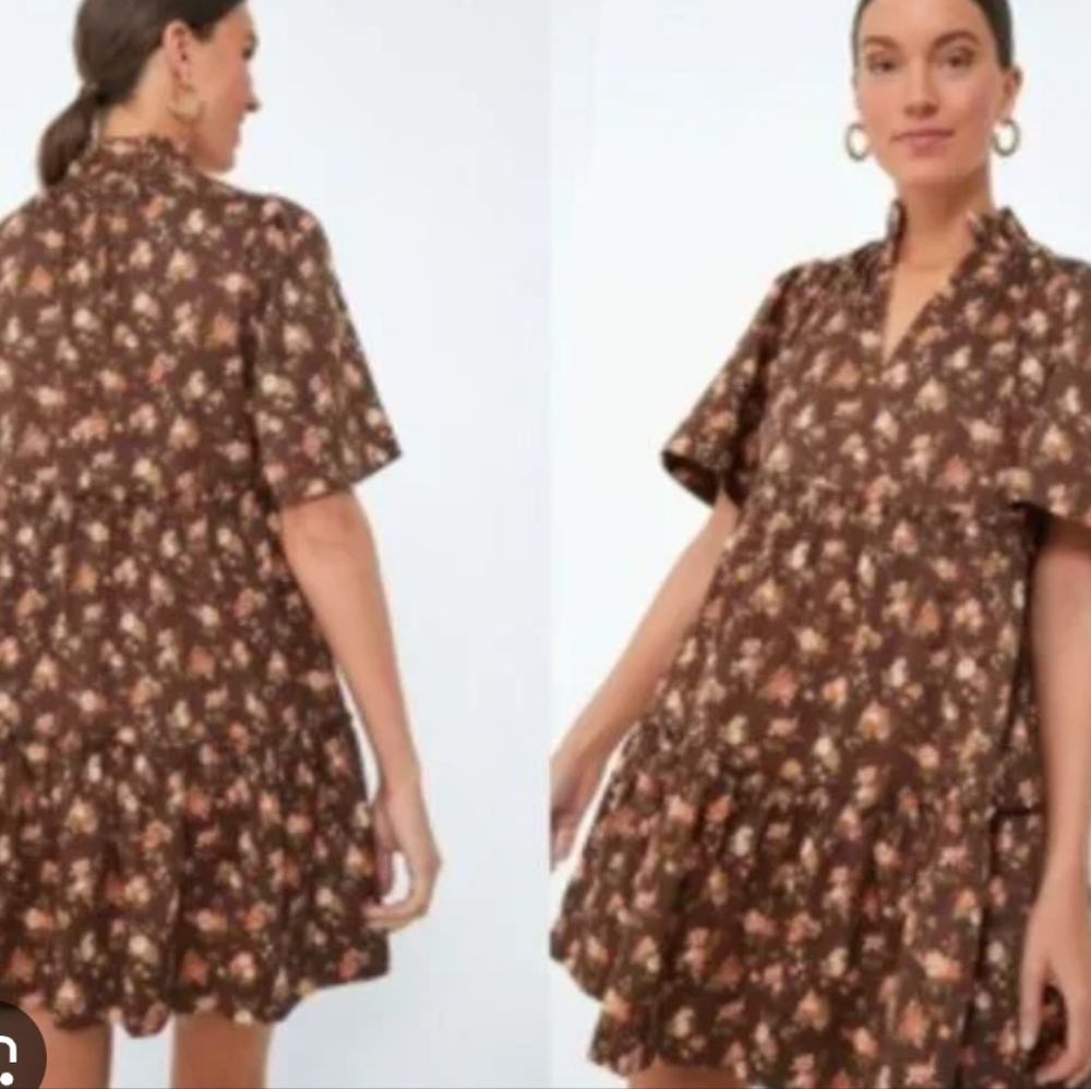 Tuckernuck Brown Rosewood Chintz Crawford Floral Mini Dress In Large